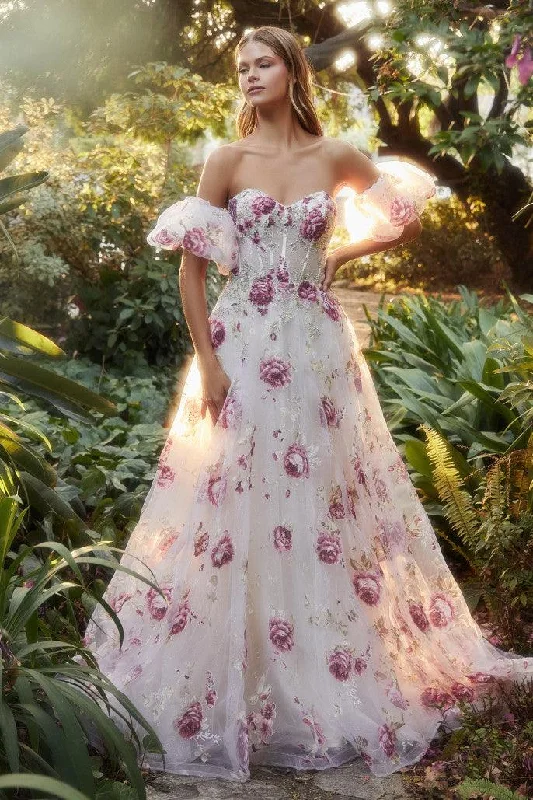 Early Bird Discount Andrea & Leo A1133 Strapless Printed Prom Gown