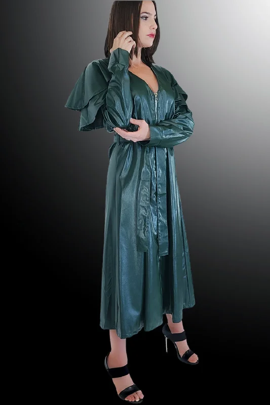 Reduced Prices Long Sleeve V Neck Front Zipper Coat Dress