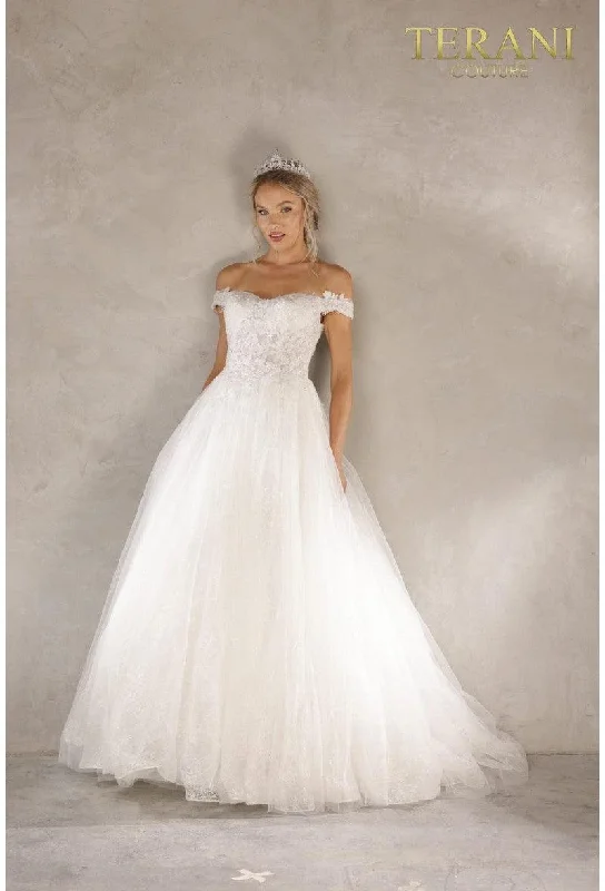 Friends and Family Sale Terani Couture 2215P0034 Off Shoulder Wedding Dress