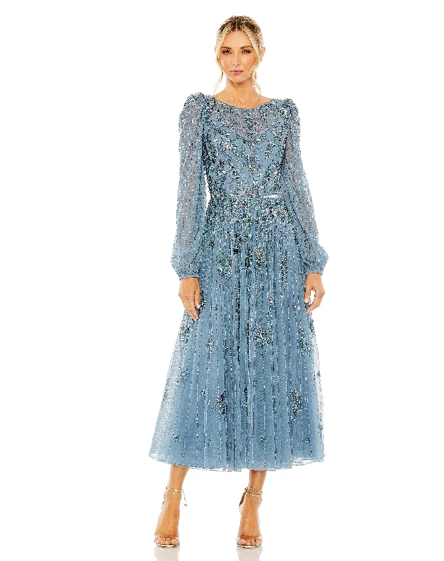 Special Discount Mac Duggal 5990 Long Sleeve Formal Tea Length Dress