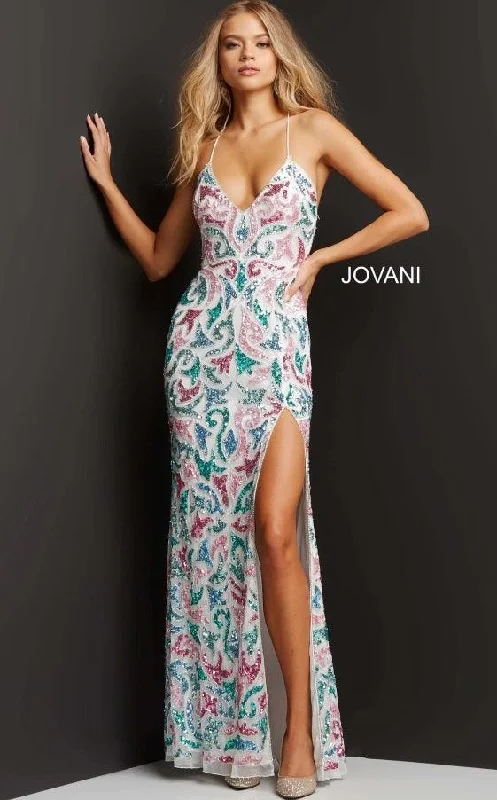 Bargain Blast Jovani 08557 Spaghetti Strap Long Formal Prom Gown