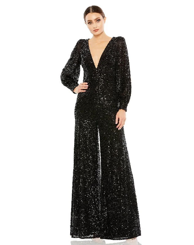 Overstock Mac Duggal 42028 Long Sleeve Formal Jumpsuit