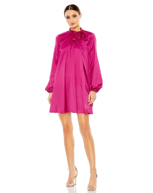 Buy More, Save More Mac Duggal 55968 Long Sleeve Satin Cocktail Dress