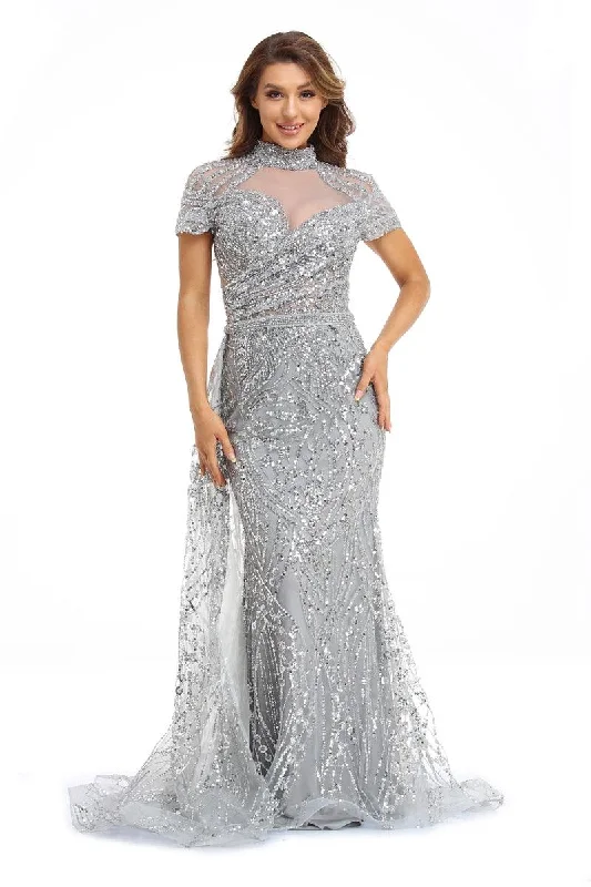 Special Buy High Couture NR2249 Long Cap Sleeve Prom Formal Dress