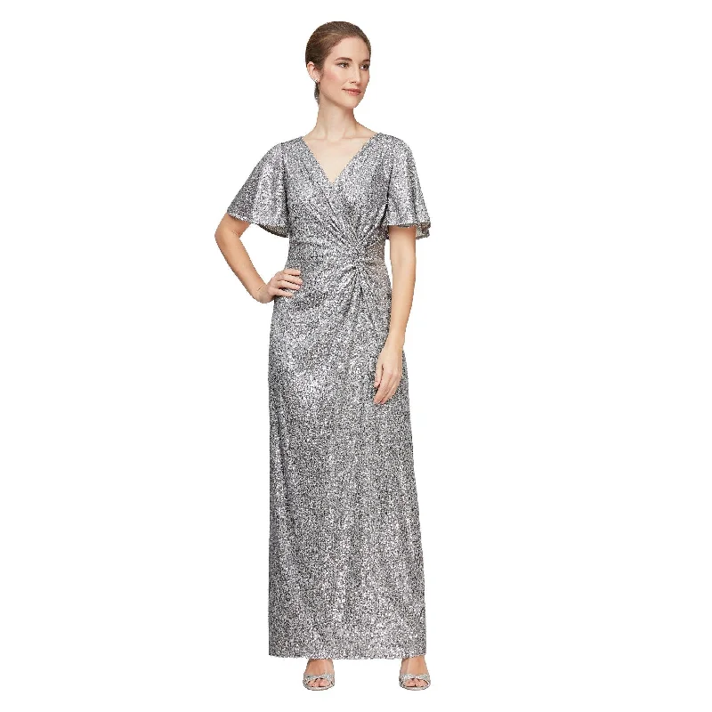 Online Specials Alex Evenings AE8196677 Long Formal Flutter Sleeve Gown Sale