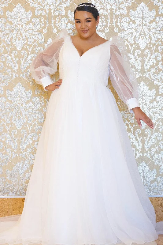 Super Deal Sydneys Closet JK2317 Plus Size Long Sleeve Evening Formal Gown