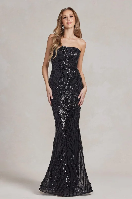Midnight Sale Nox Anabel R1204 Long One Shoulder Fitted Prom Dress