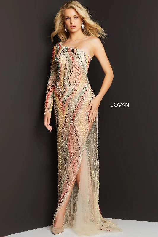 Deal Dash Jovani 06741 One Shoulder Long Formal Prom Gown