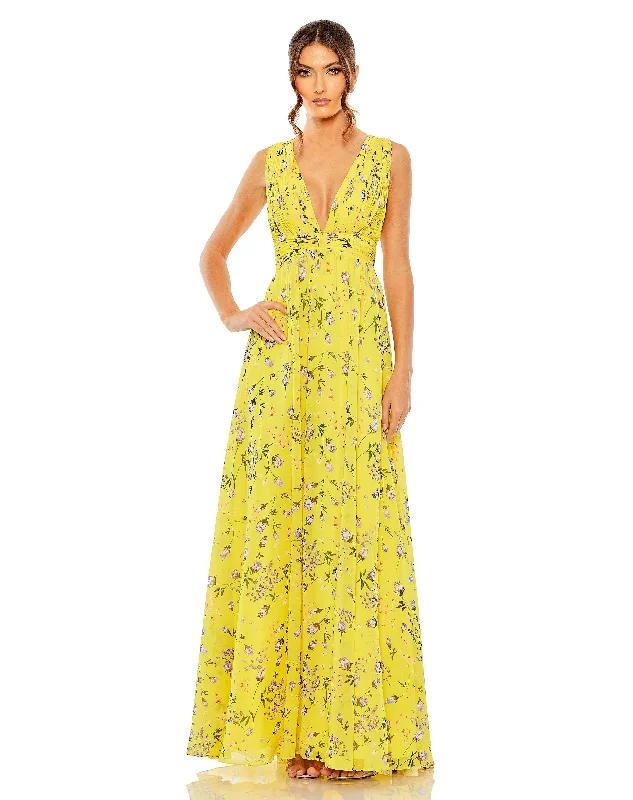 Today’s Special Mac Duggal 56011 Long Sleeveless Formal Floral Chiffon Dress