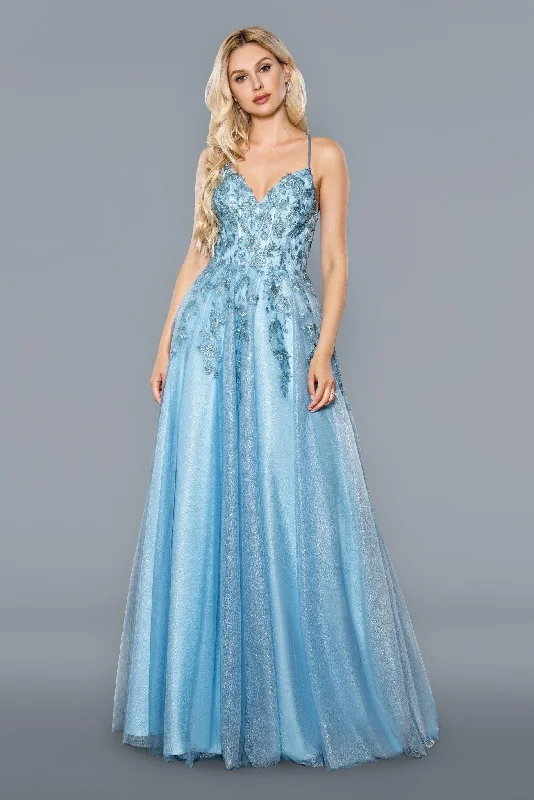 Must-Have Deals Stella Couture 21036 Long Spaghetti Straps Evening Gown