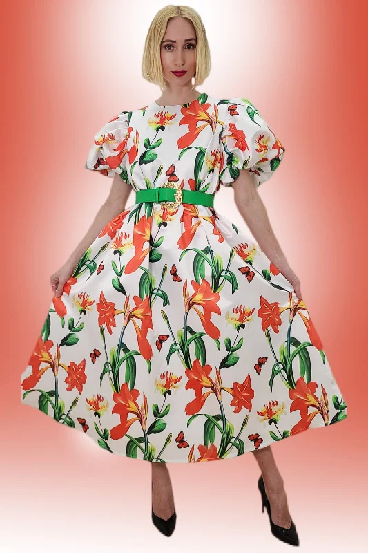 Midnight Madness Puff Sleeve Flower Print Pockets Midi Dress