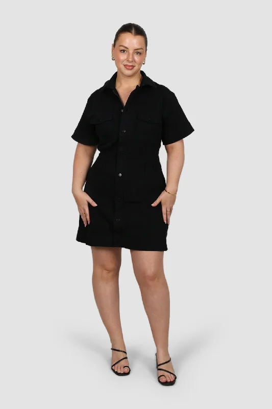 Bargain Blast SAVEIRA DENIM DRESS BLACKOUT